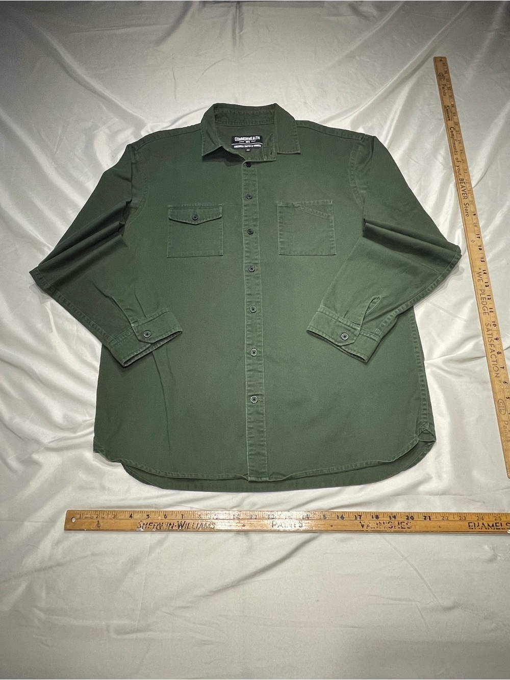Commonwealth MFG Winnipeg Men’s Workwear Utility Shirt – Olive Green – Size 42